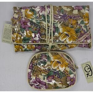 Vintage NOS Oscar de la Renta Hanging Toiletry Kit Cosmetic Bag Matching NWT